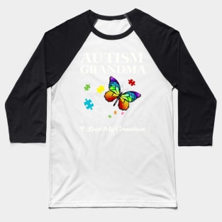 Butterfly Autism Grandma I Love My Grandson Awareness T-Shirt Baseball T-Shirt